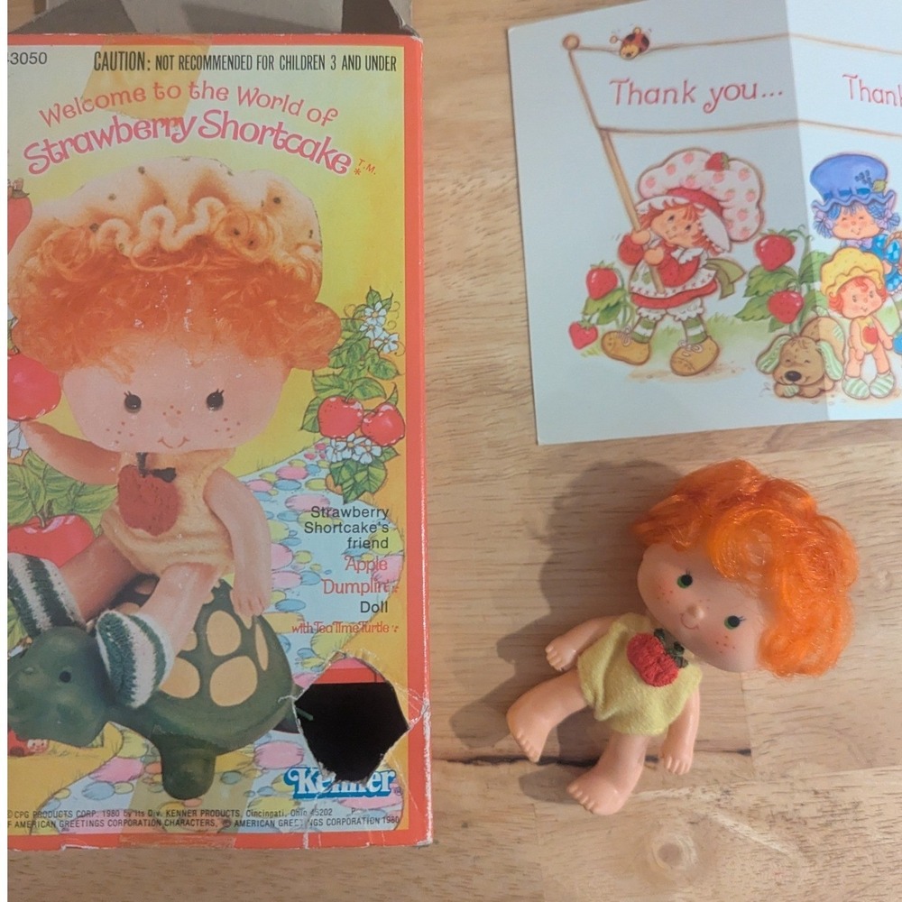 Vintage 1980 Strawberry Shortcake Apple Dumplin Doll w/ Box & Comb Kenner - Picture 16 of 16